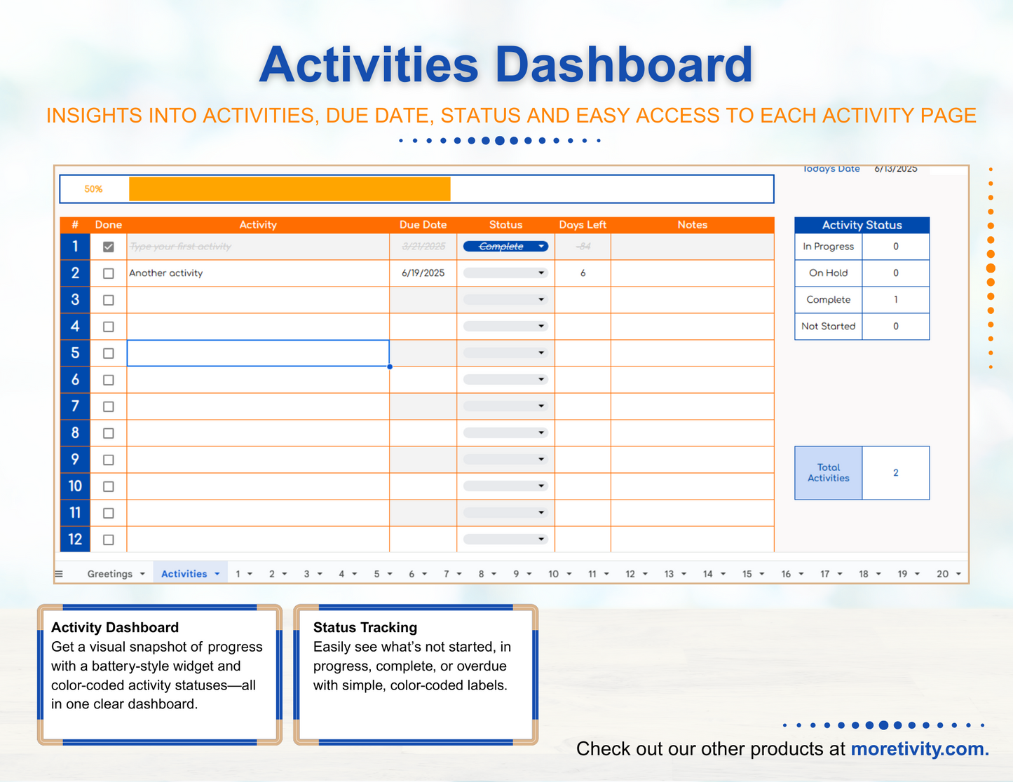 Moretivity- Activities