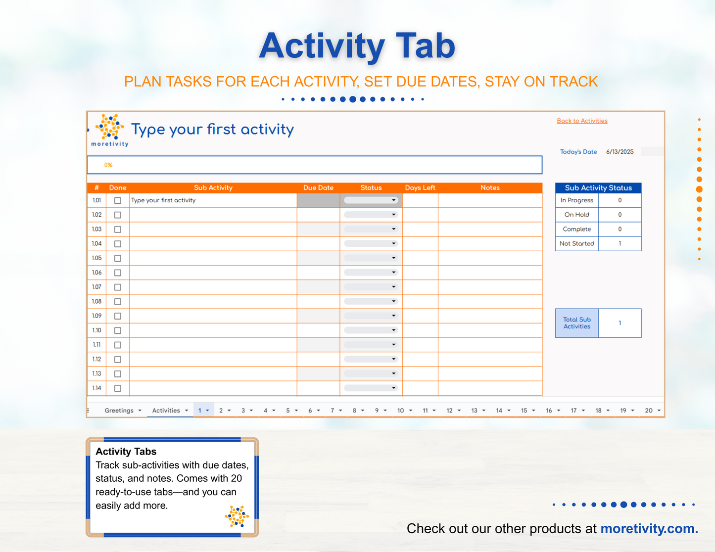 Moretivity- Activities